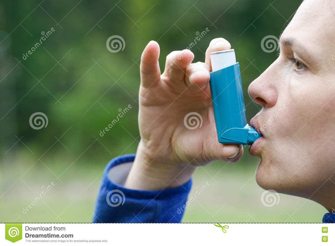 Asthma Patient Inhaling Medication Royalty