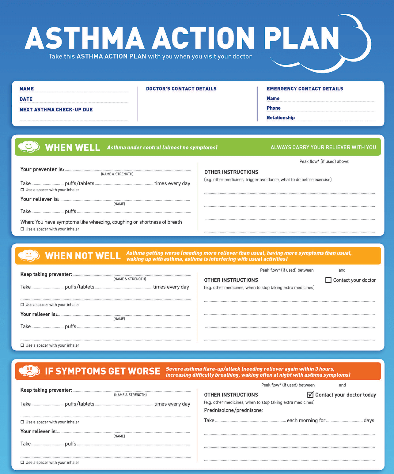 Sample Asthma Action Plan